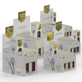 طراحی بسته بندی جعبه مادر برای هر وزن زعفران زرلوکس