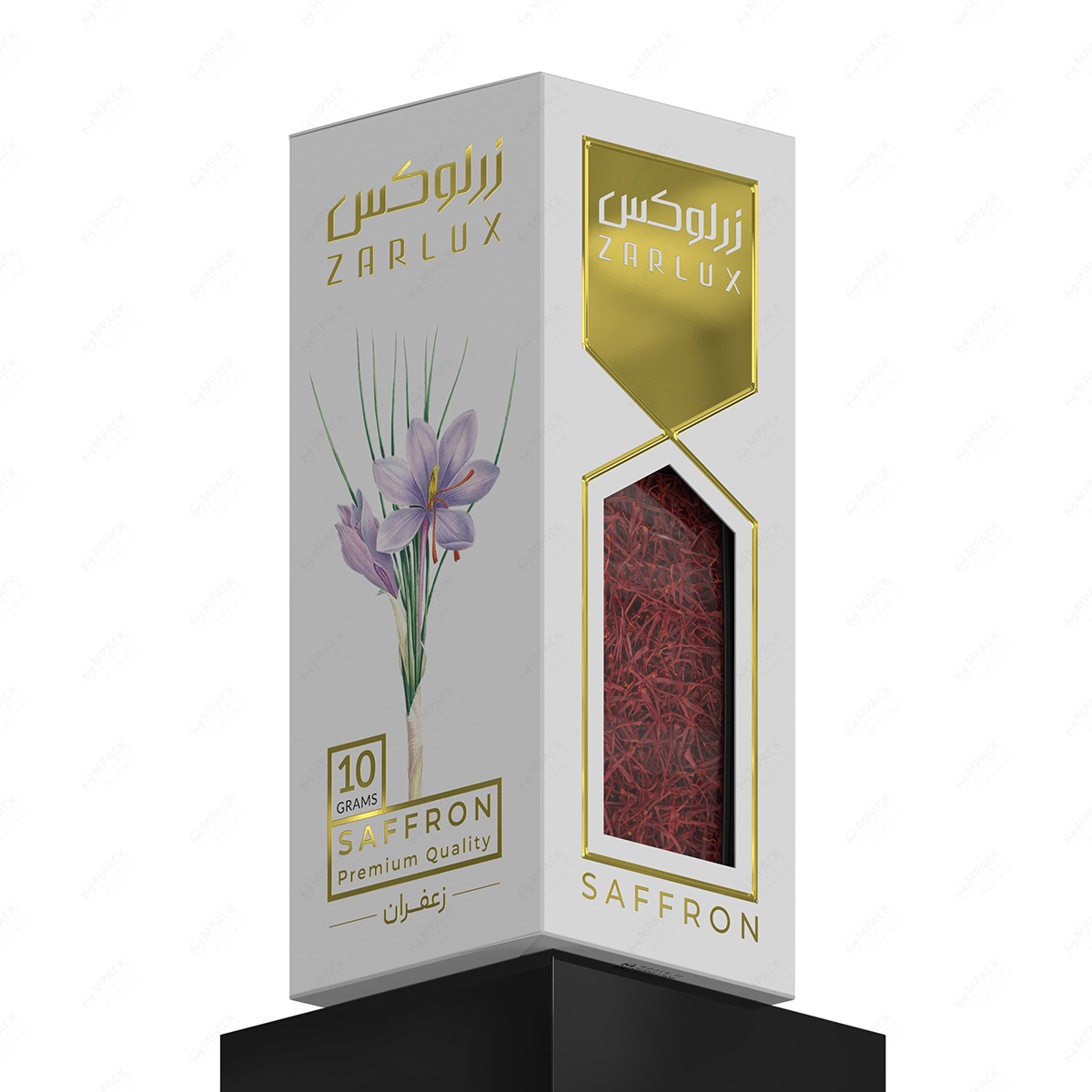 طراحی بسته بندی زعفران نگین زرلوکس
