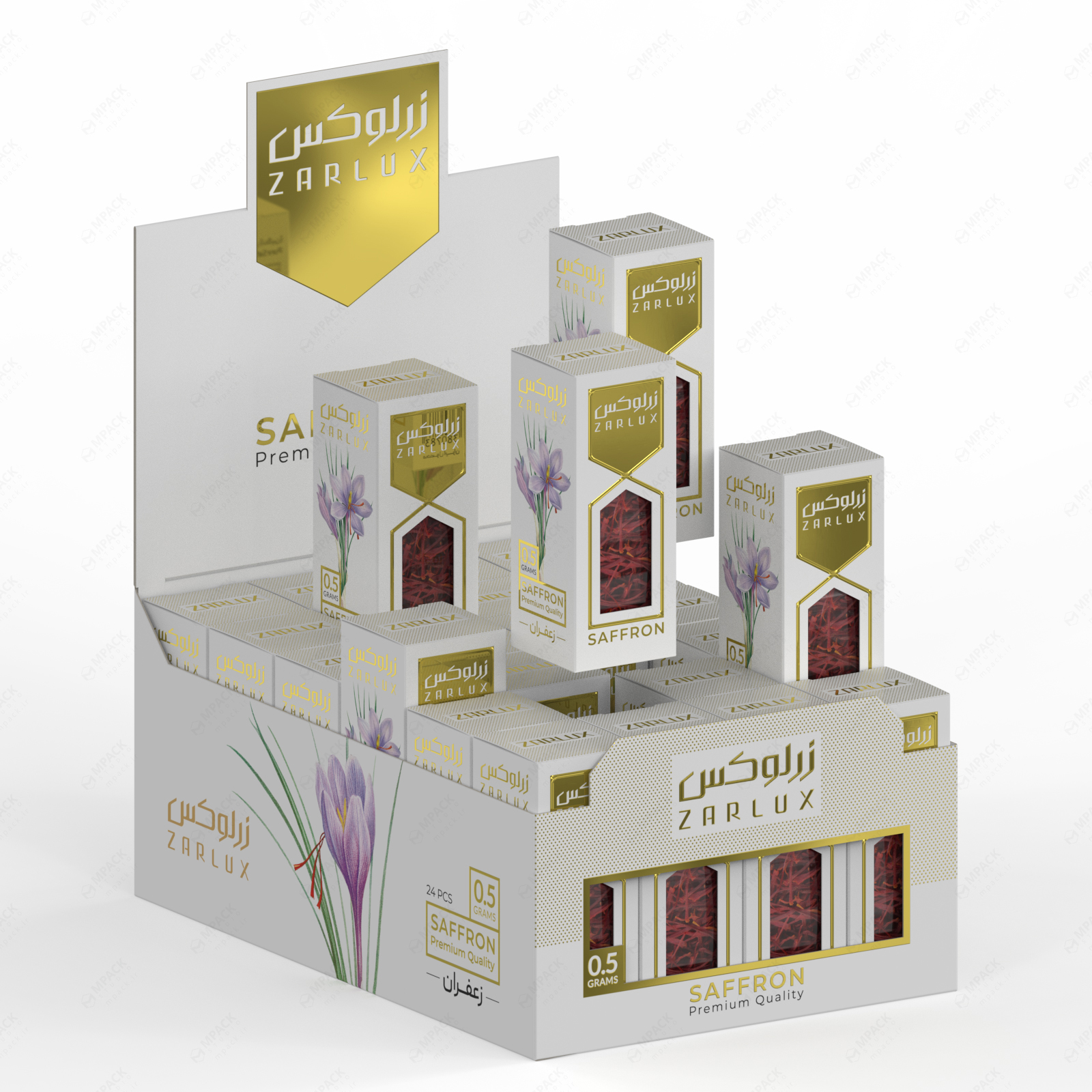 طراحی جعبه مادر زعفران نگین زرلوکس