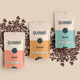 quinno coffee طراحی بسته بندی مینیمال پاکت قهوه