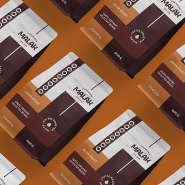 طراحی بسته بندی قهوه پاکت سلفون malak coffee