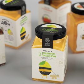Creamed honey طراحی بسته بندی عسل چاپ لیبل