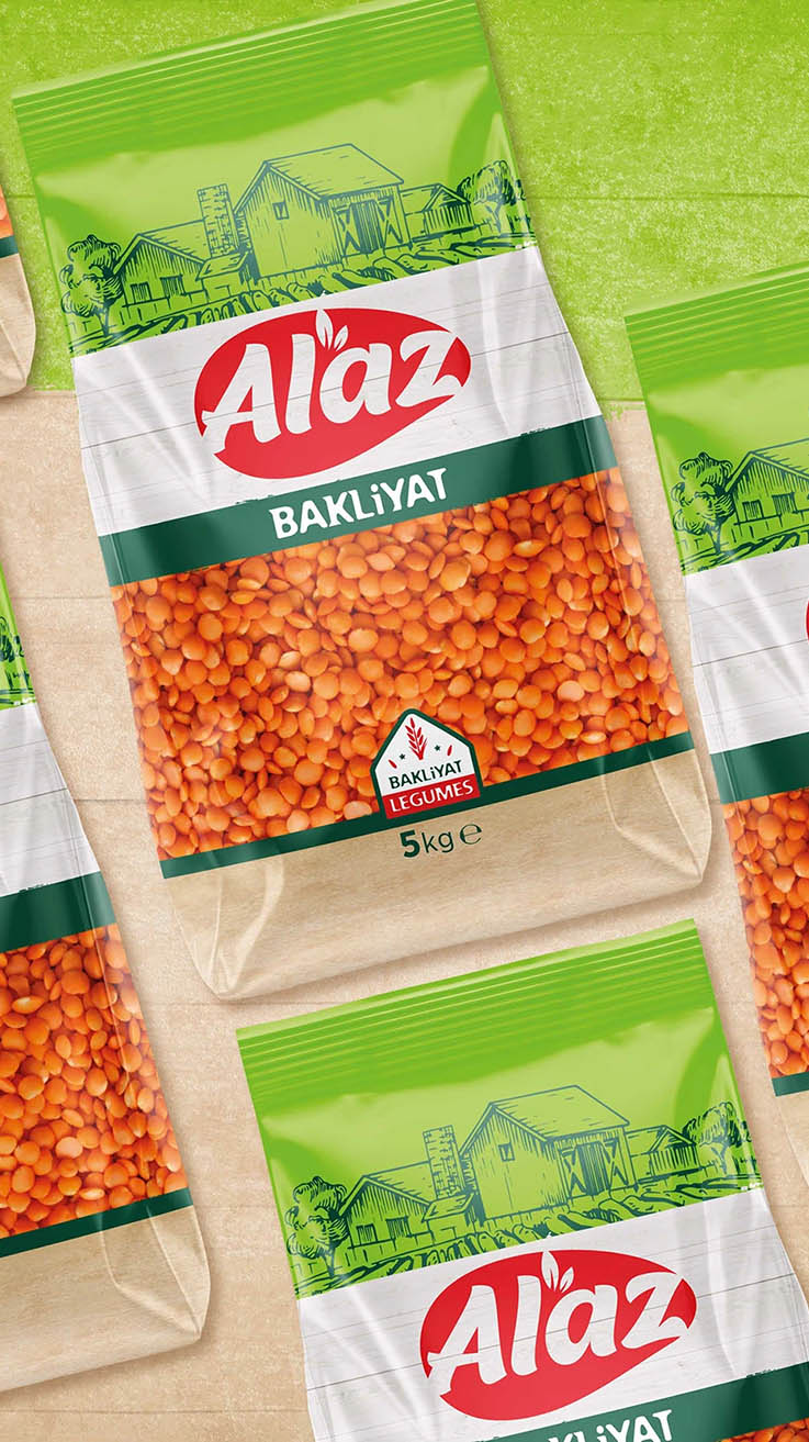 طراحی بسته بندی حبوبات Alaz