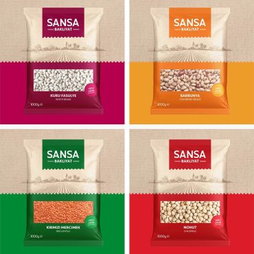 طراحی بسته بندی سلفون لفاف حبوبات Sansa