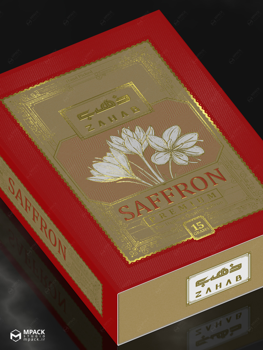 چاپ و طراحی بسته بندی زعفران ذهب ویژه صادرات به کشورهای عربی